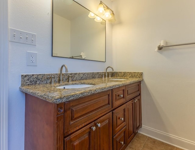 bathroom with tile patterned floors and vanity