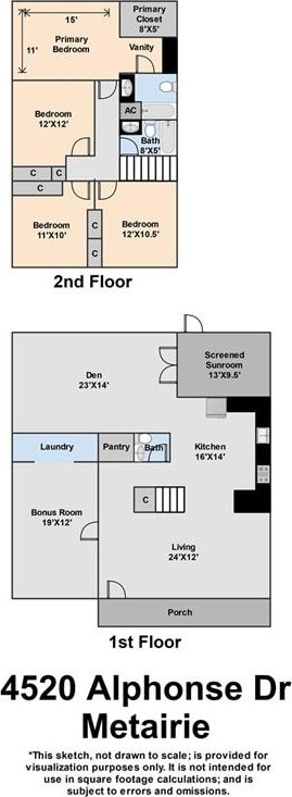 4520 Alphonse St, Metairie, LA 70006 - floor plan / room layout