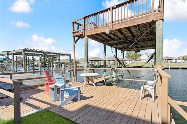 view of dock featuring a water view