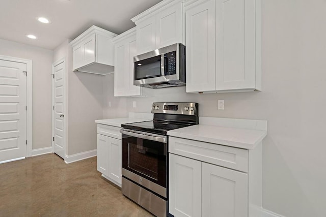 kitchen with white cabinets and stainless steel appliances