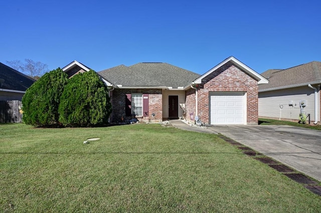 view of front facade with a front lawn and a garage