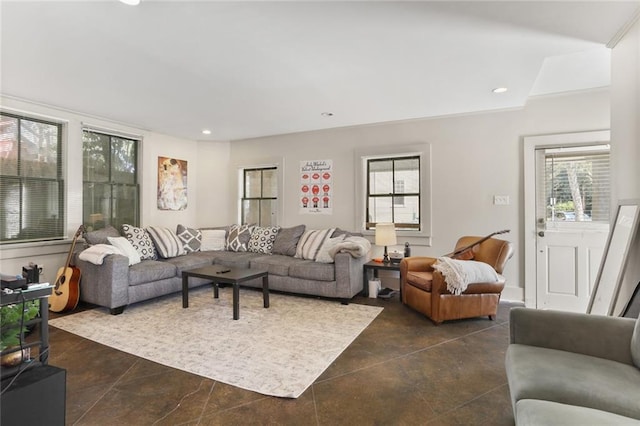 view of tiled living room