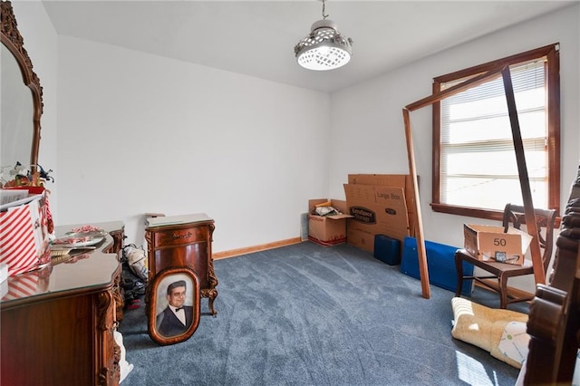 misc room featuring plenty of natural light and dark carpet