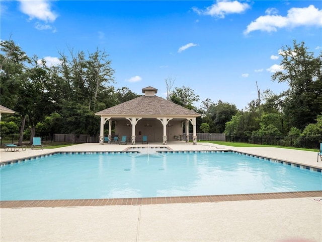 view of swimming pool featuring a patio