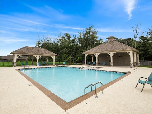 view of pool with a gazebo and a patio area