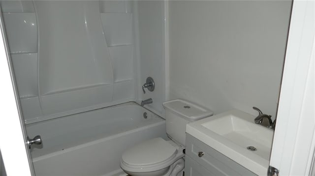 full bathroom featuring vanity, toilet, and tub / shower combination