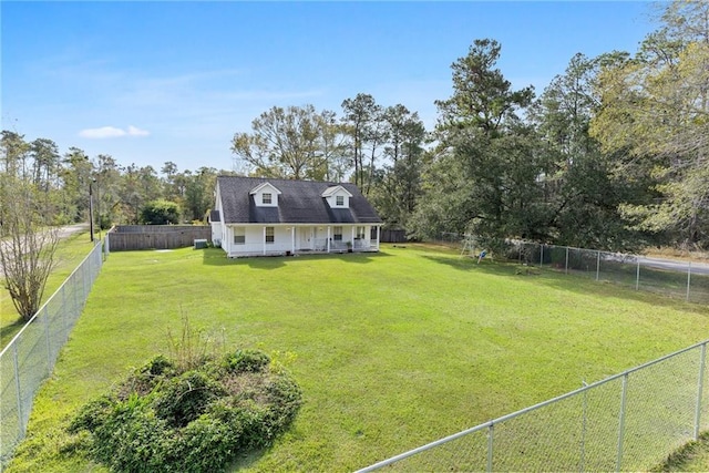 view of yard with a fenced backyard