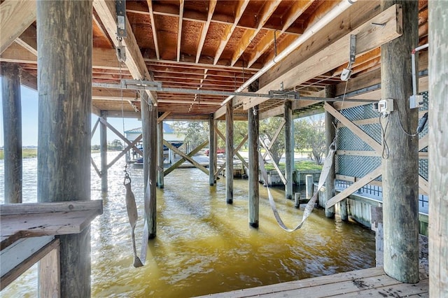 dock area with a water view