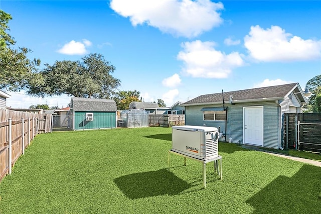 view of yard with a shed