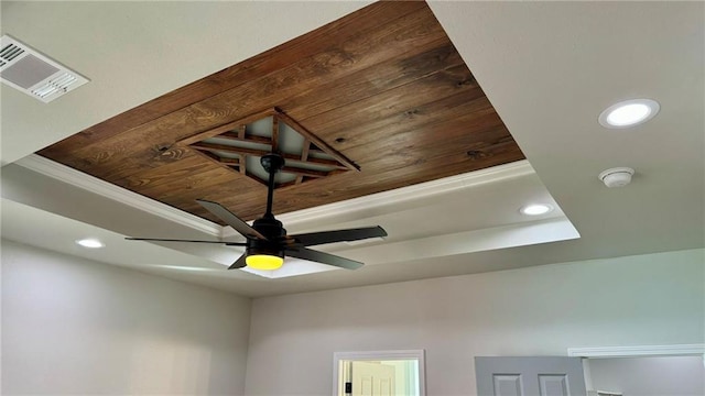 interior details with wooden ceiling and ornamental molding