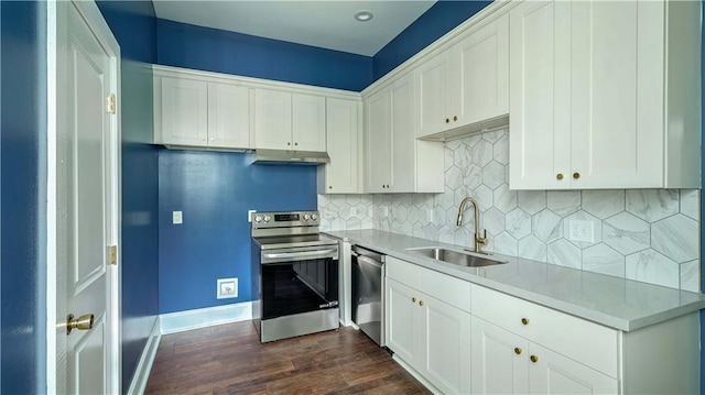 kitchen with white cabinets, sink, and stainless steel appliances