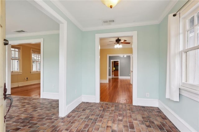 2808 Octavia St, New Orleans, LA 70115 - hallway featuring brick flooring and ornamental molding