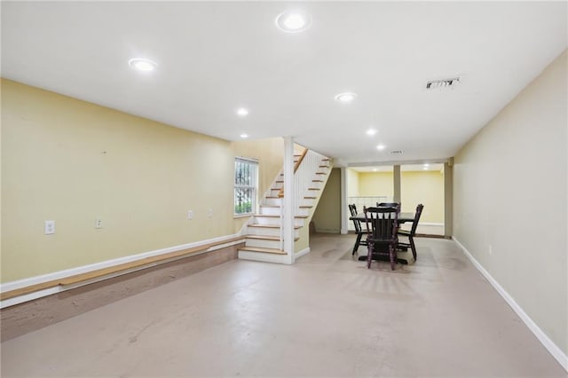 2808 Octavia St, New Orleans, LA 70115 - basement featuring recessed lighting and stairway