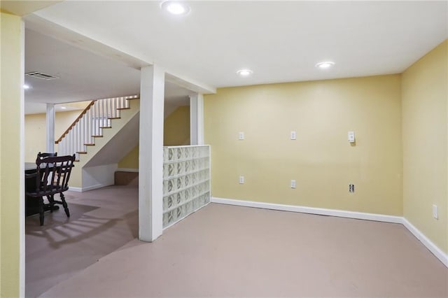 2808 Octavia St, New Orleans, LA 70115 - finished basement featuring recessed lighting and stairs