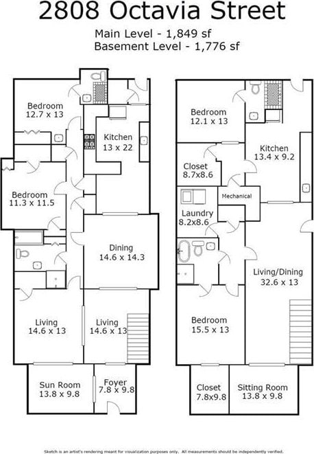 2808 Octavia St, New Orleans, LA 70115 - view of home floor plan