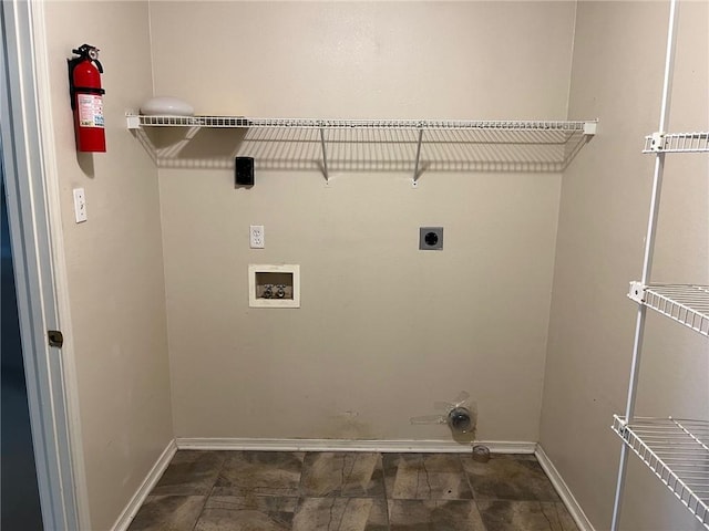 laundry room with hookup for an electric dryer and hookup for a washing machine