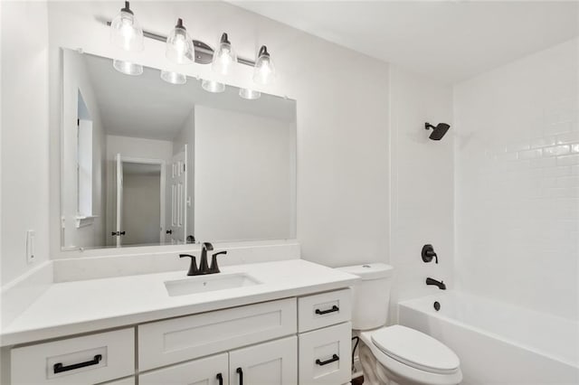 full bathroom featuring vanity, shower / bathtub combination, and toilet