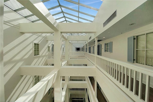 interior space with high vaulted ceiling