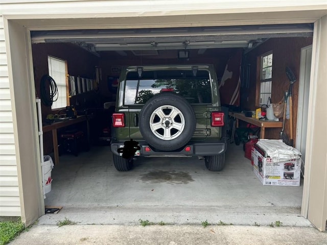 view of garage