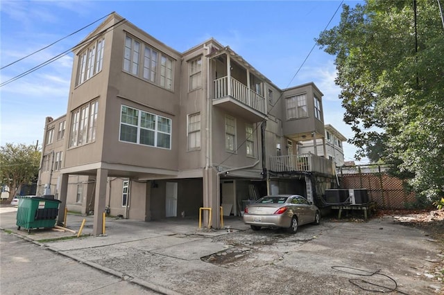 view of building exterior featuring central AC unit