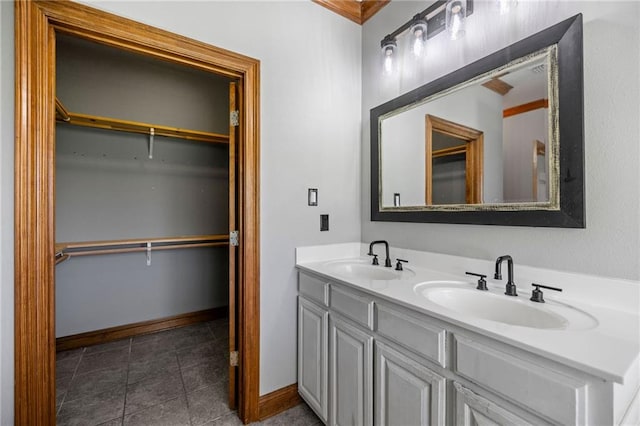 bathroom featuring vanity and tile patterned floors