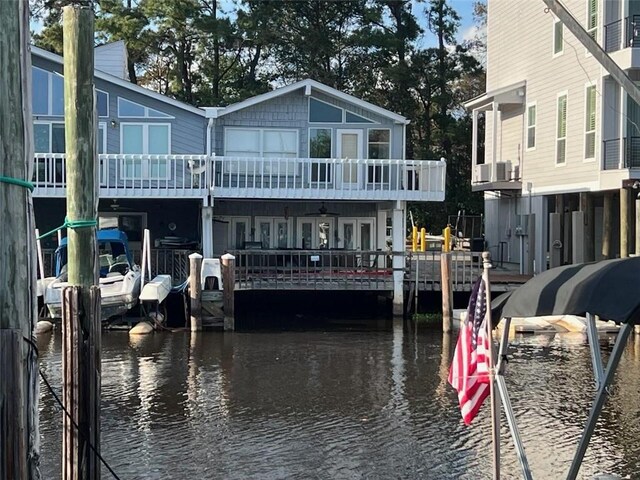 exterior space featuring a water view