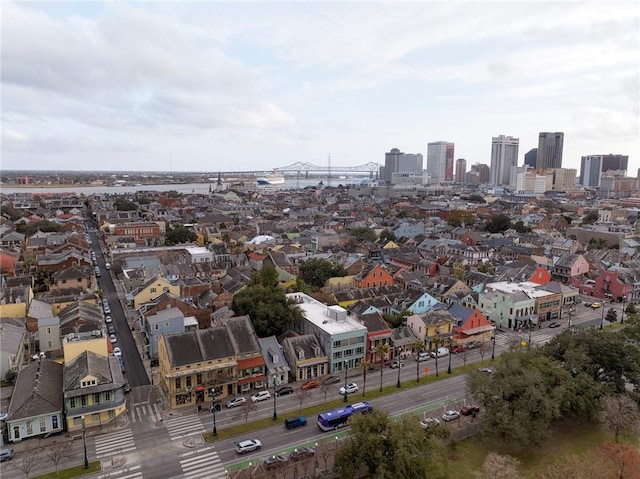 drone / aerial view with a city view