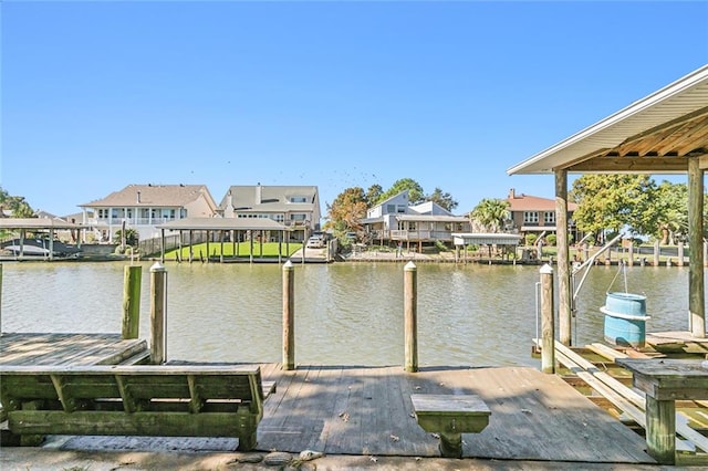 dock area featuring a water view