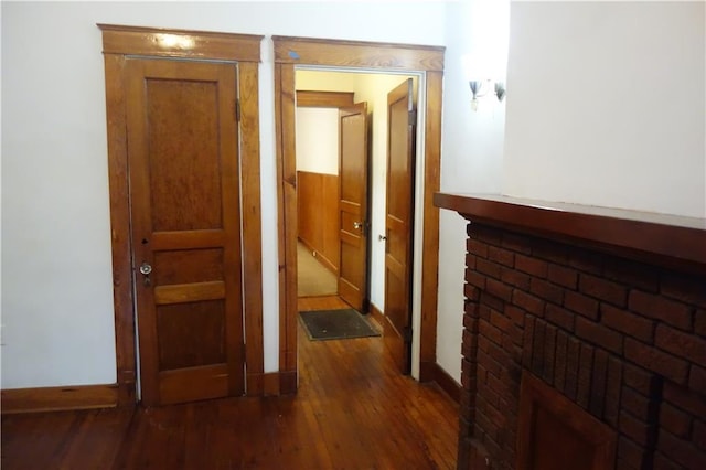 hall featuring dark hardwood / wood-style flooring