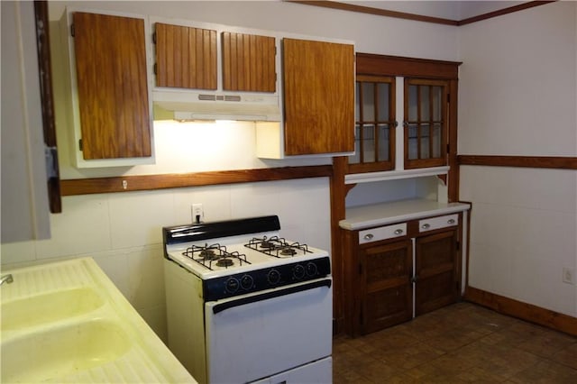 kitchen featuring white gas stove