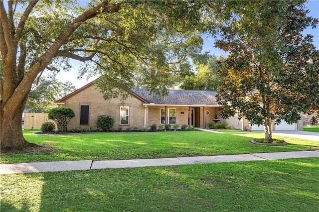 ranch-style home featuring a front yard