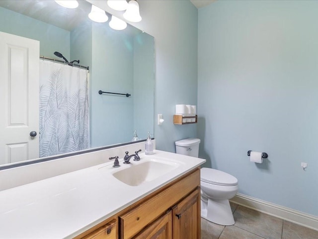 bathroom featuring tile patterned flooring, vanity, and toilet