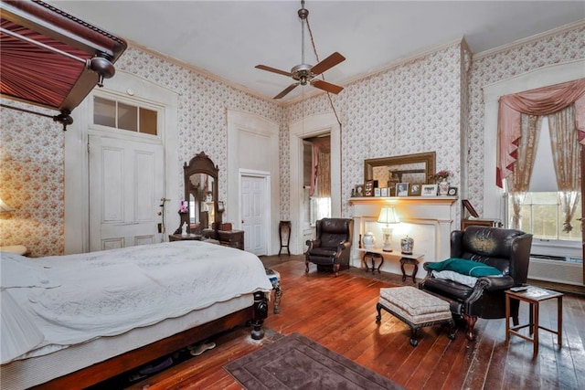 2513 Red Lick Rd, Lorman, MS 39096 - bedroom featuring ornamental molding, wallpapered walls, and wood-type flooring
