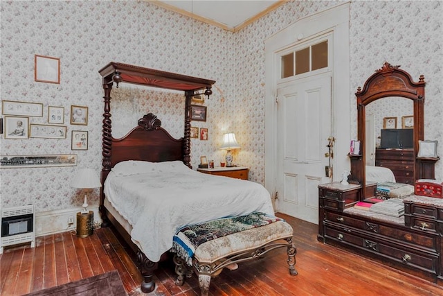 2513 Red Lick Rd, Lorman, MS 39096 - bedroom with wallpapered walls, wood-type flooring, and ornamental molding