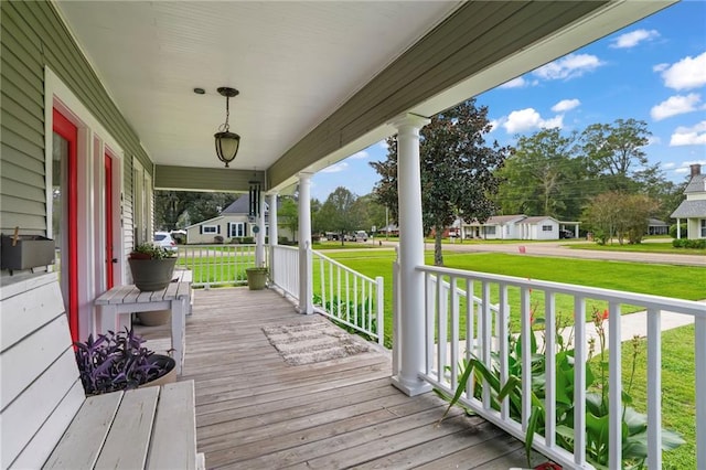 wooden deck with covered porch