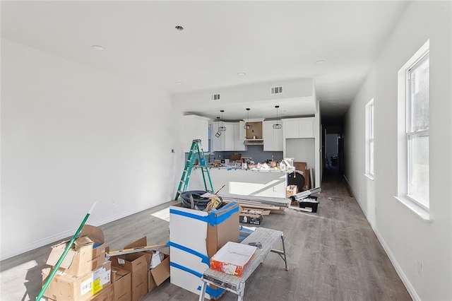 living room with light hardwood / wood-style floors