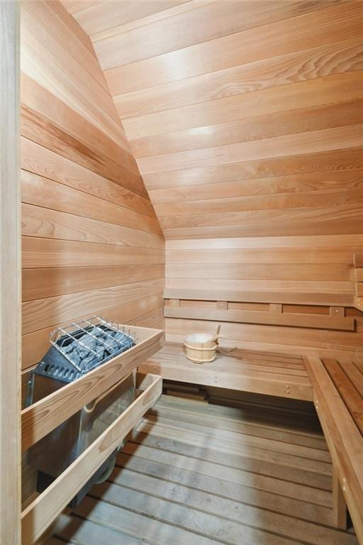 view of sauna / steam room with hardwood / wood-style flooring