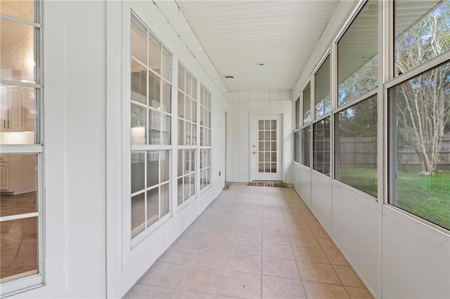 view of unfurnished sunroom