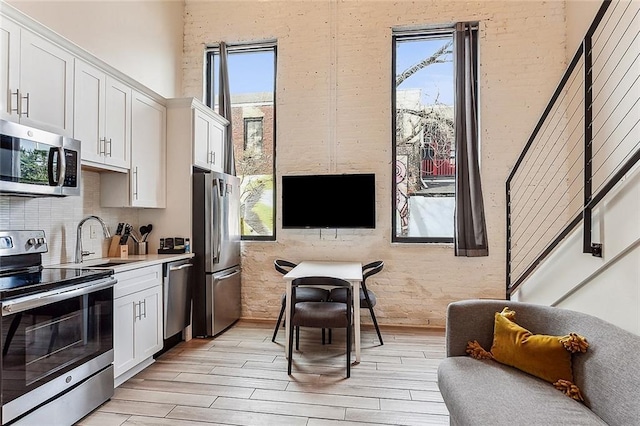 kitchen featuring light wood-type flooring, a sink, stainless steel appliances, and a healthy amount of sunlight