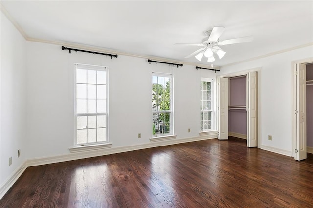 206 Rue Saint Peter St, Metairie, LA 70005 - unfurnished bedroom with wood finished floors, baseboards, crown molding, and ceiling fan