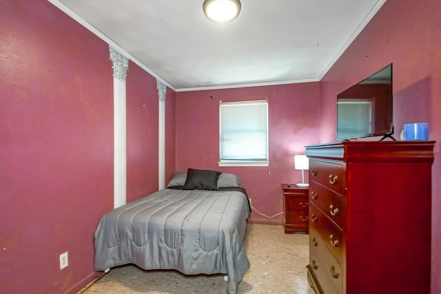 bedroom featuring crown molding