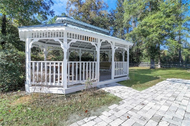 view of patio / terrace with a gazebo