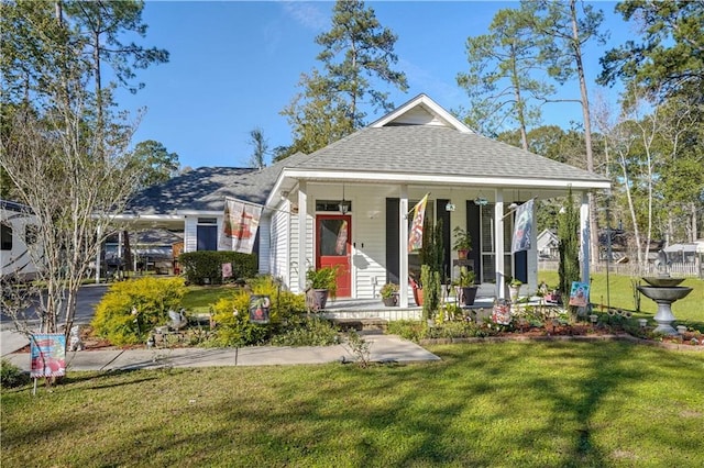 bungalow-style house featuring a front yard and a porch