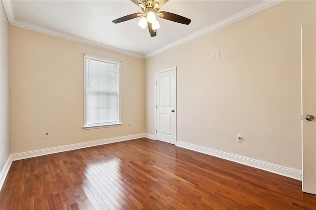 6128 Campus Blvd, New Orleans, LA 70126 - empty room with hardwood / wood-style flooring, ornamental molding, baseboards, and ceiling fan