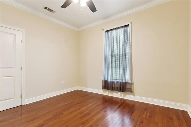 6128 Campus Blvd, New Orleans, LA 70126 - empty room with hardwood / wood-style floors, ceiling fan, baseboards, and ornamental molding