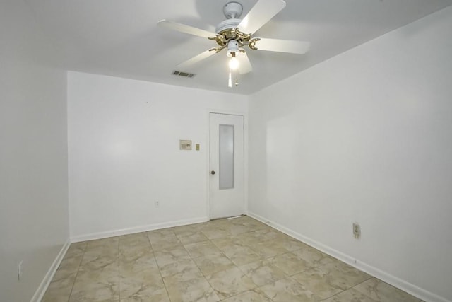 spare room featuring ceiling fan