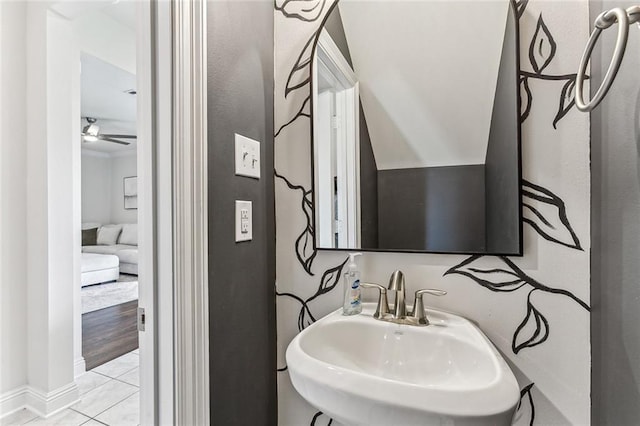 bathroom featuring hardwood / wood-style floors and sink