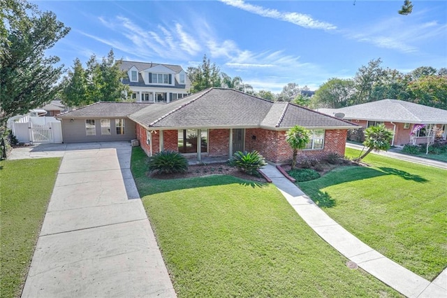 view of front of home with a front lawn