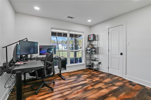 office space featuring hardwood / wood-style flooring