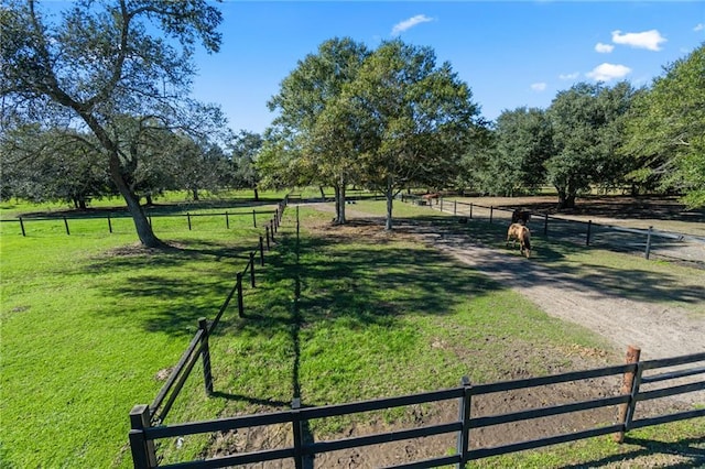 view of property's community with a yard and a rural view